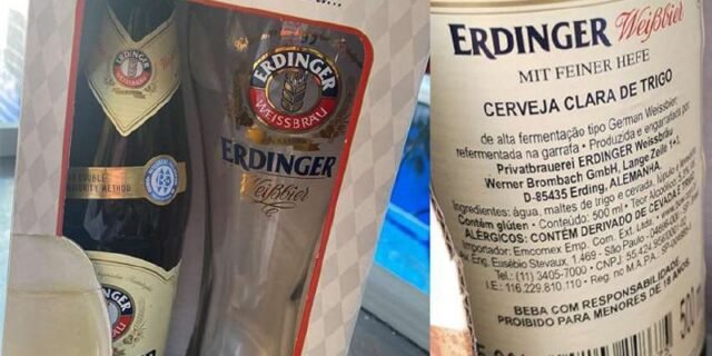 Kit Cerveja Erdinger Garrafa – 1 Erdinger Weissbier 500ml + 1 Copo Erdinger 500ml