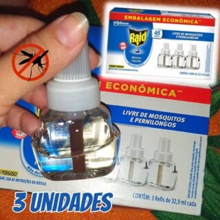 Repelente Líquido Elétrico Raid com 3 unidades