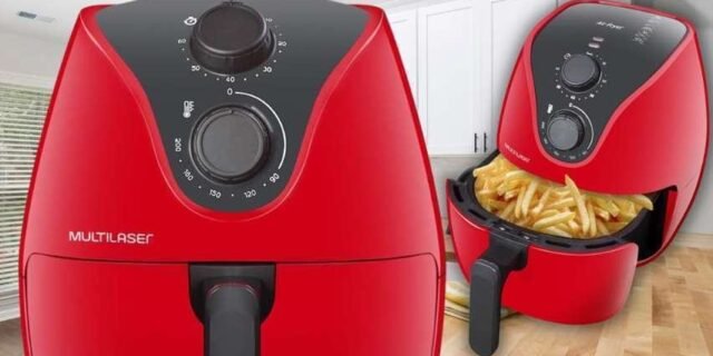 Fritadeira Elétrica Air Fryer 4L 1500W com Grade Multilaser Vermelha – CE083