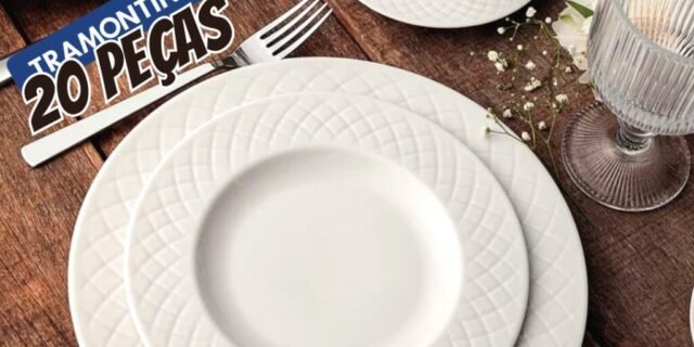 Aparelho de Jantar e Chá 20 Peças Tramontina – Porcelana Branco Redondo Ingrid