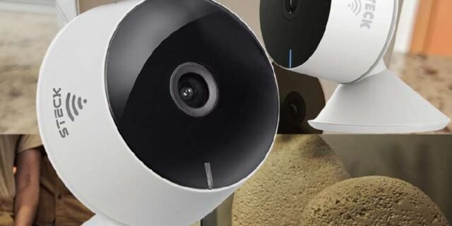 Steck, Câmera Inteligente Interna Wi-Fi, Áudio bidirecional, Sensor de movimento e Visão noturna, Branco, Compatível com Alexa – SMBC1BS1