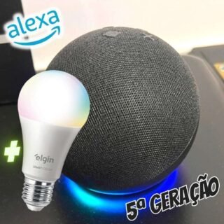 Echo Dot 5ª geração + Lâmpada Elgin 10W