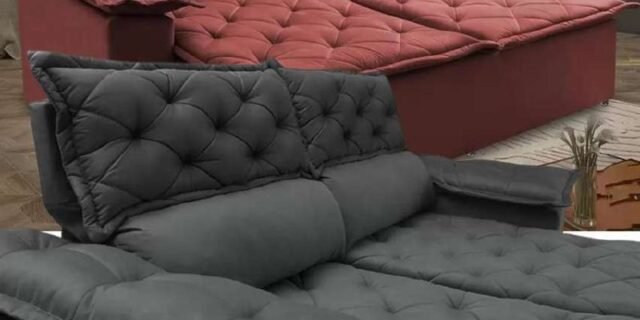 Sofá Retrátil e Reclinável Cama inBox Compact 1,50m Tecido Suede Velusoft