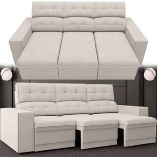 Sofá 3 Lugares Retrátil Reclinável Velosuede Up Next Sofás (4 CORES)