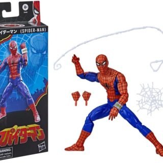 MARVEL Boneco Legends Series 60th Anniversary Japanese Spider-Man, Figura 15 cm – Homem-Aranha – F3459 – Hasbro, Cor: Vermelho, azul e preto.