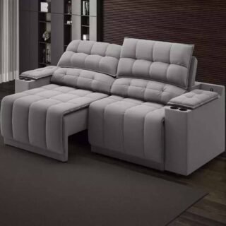 Sofa Com Porta Copos E Carregador Usb Retrátil E Reclinável Samurai 2 Mt Velosuede Grafite Netsofas