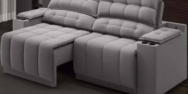 Sofa Com Porta Copos E Carregador Usb Retrátil E Reclinável Samurai 2 Mt Velosuede Grafite Netsofas