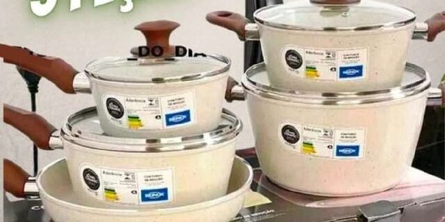 Jogo de Panelas Brinox Revestimento Cerâmico – de Alumínio Vanilla 5 Peças 4,5mm Optima