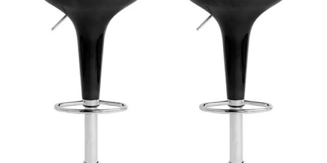 Banqueta Alta Giratória Branca ou Preta 2 Peças Otello