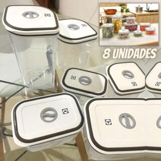 Kit Potes Herméticos de Plástico Electrolux – Cinza 1×8 unidades