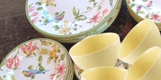 Aparelho de Jantar Chá e Café 12 Peças Alleanza Cerâmica Branco e Verde Redondo Harmony