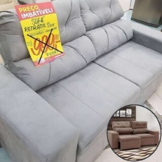 Sofá Retrátil Reclinável 3 Lugares Suede – Bipartido Phormatta Evolution SMP