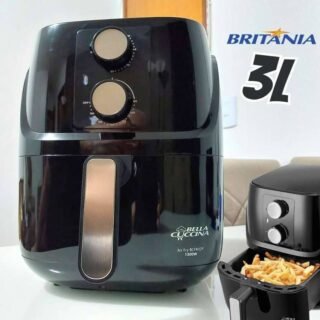 Fritadeira Air Fry Britânia Bella Cuccina BCFR02P, 3 Litros, 1300W, Preta 127V