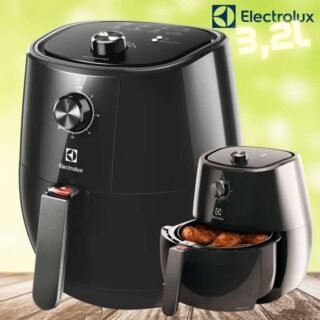 Fritadeira Elétrica Sem Oleo Electrolux Airfryer 3,2l 8 Receitas Pré-sugeridas Desligamento Automático Cesto Removivel 1400w Eaf10 Preta 220v