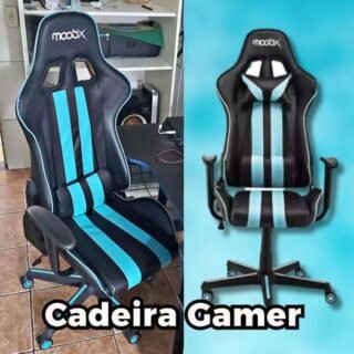 Moob Cadeira Gamer Reclinável Nitro Com Almofadas para Lombar e Pescoço Preto/Azul