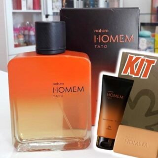 Presente Natura Homem Tato , Deo parfum masculino 100 ml + Balm pós-barba 75 ml + Sabonete em barra corpo e barba 110 g.
