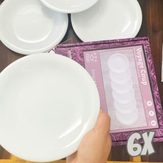 Estojo com 6 Pratos Sobremesa. Modelo Redondo Voyage Coup. Branca. Fabricado pela Porcelana Schmidt