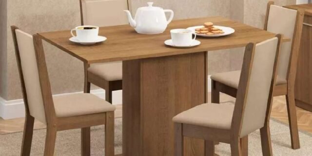 Conjunto Sala de Jantar Madesa Talita Mesa Tampo de Madeira com 4 Cadeiras
