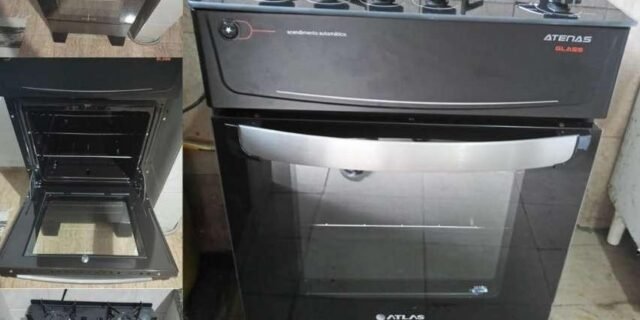 Fogão Atlas 4 Bocas preto Atenas Glass com Acendimento automático – Bivolt – Atlas Eletrodomésticos