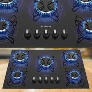 Cooktop 5 Bocas Mondial a Gás GLP Preto – CTG-02