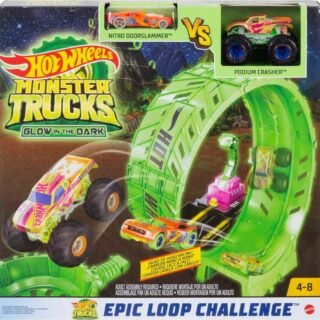 Hot Wheels Pista de Brinquedo Playset Desafio Giro 306° Brilha no Escuro, Multicor
