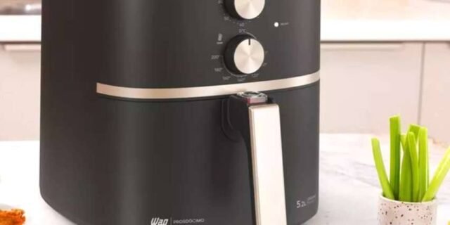 Wap Fritadeira Elétrica Air Fryer 5,2 Litros Temperatura Ajustável Com Duplo Revestimento Antiaderente, Cesto E Grelha Removíveis 1500w Airfry Grand Family 127v