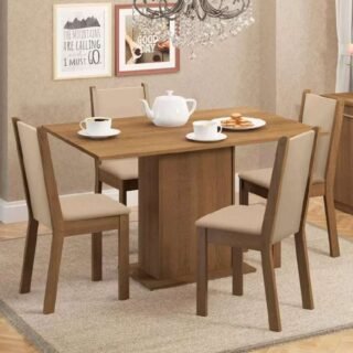 Conjunto Sala de Jantar Madesa Talita Mesa Tampo de Madeira com 4 Cadeiras