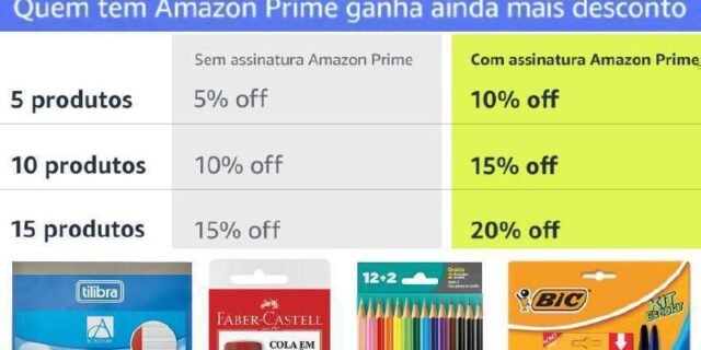 Desconto progressivo em material escolar