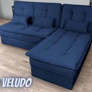Sofá-cama Casal 3 Lugares Fixo Reclinável Veludo Matrix Dafne (2 Cores)