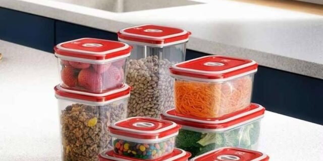 Conjunto De Potes Herméticos Com 8 Peças Electrolux Em Plástico – Vermelho