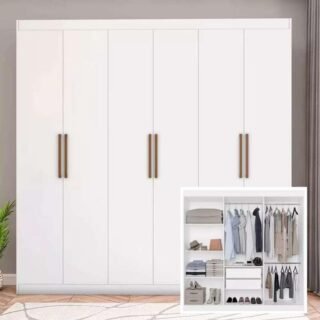 Guarda-Roupa Casal Bartira Ville com 6 Portas e 2 Gavetas (3 Cores)