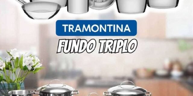Jogo de Panelas com Fundo Triplo 7 Peça Tramontina Inox
