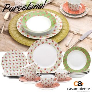 Aparelho de Jantar Chá 20 Peças Casambiente – Porcelana Redondo Flox