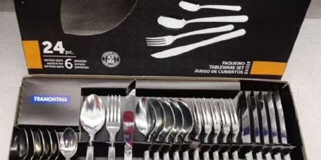 Faqueiro em Aço Inox Búzios com 24 Peças