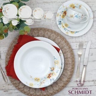 Aparelho de Jantar 20 Peças Schmidt Redondo – Colorido Porcelana Mônica