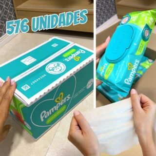 Lenço Umedecido Pampers Aloe Vera 12 Pacotes com 48 Unidades Cada ( 576 Unidades )