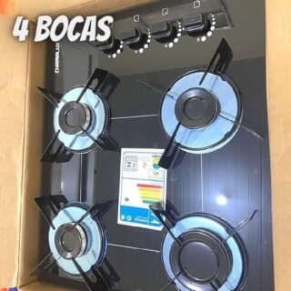 Cooktop 4 bocas Chamalux ultra chama preto Bivolt Trempe de Chapa