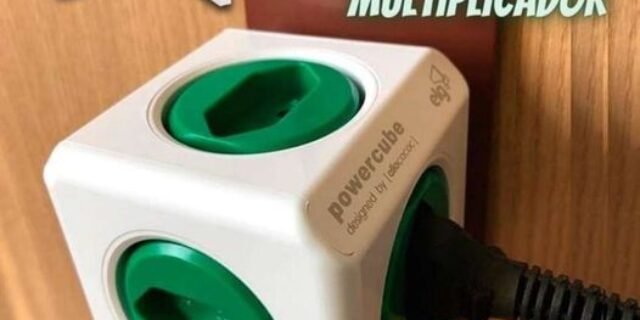 Multiplicador 5 Tomadas Bivolt – Powercube Elg – Pwc-r5, Verde E Branco