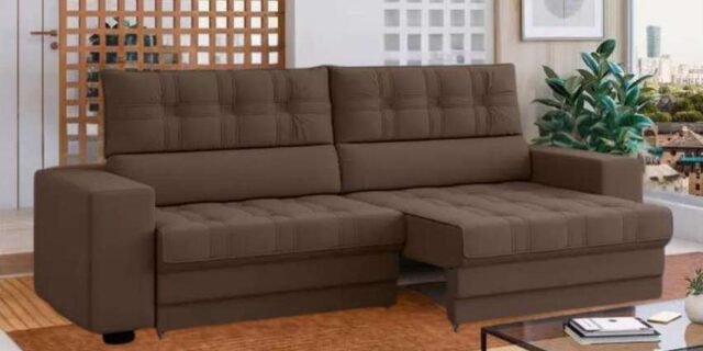 Sofá Retrátil Reclinável 3 Lugares Veludo Medelín Besthouse