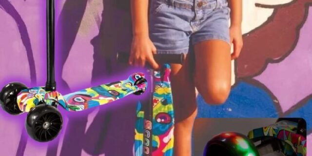 Patinete Infantil 3 Rodas Com Led Dobrável