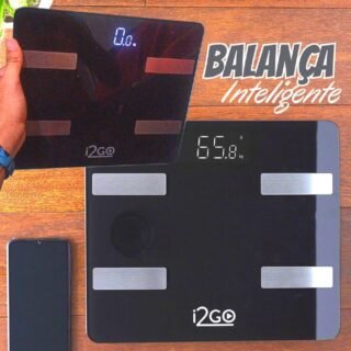 Balança Corporal Inteligente Bioimpedância Bluetooth Smart Scale Fit Preto I2GO