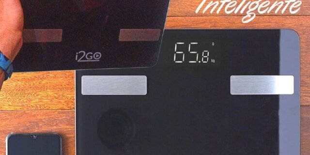 Balança Corporal Inteligente Bioimpedância Bluetooth Smart Scale Fit Preto I2GO