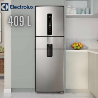 Geladeira Electrolux Frost Free 409L Efficient com AutoSense Inverter Duplex cor Inox Look (IW45S)