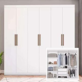 Guarda-Roupa Casal Bartira Ville com 6 Portas e 2 Gavetas (3 Cores)