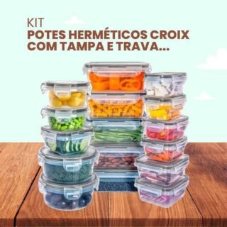 Conjunto de 16 Potes Herméticos Croix Com Tampa e Trava