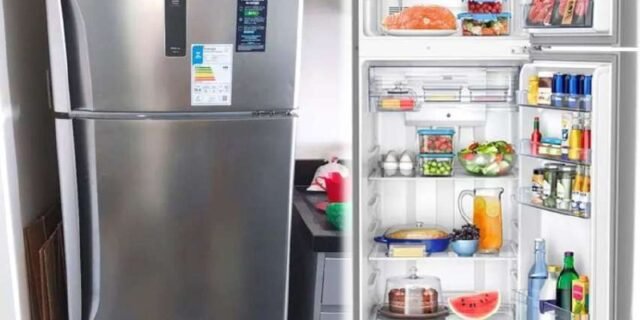 Geladeira/refrigerador Panasonic Frost Free Duplex – Aço Escovado 387l Top Freezer