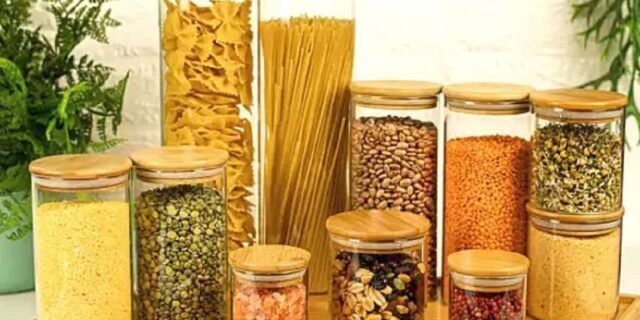 Potes de Vidro de Mantimentos com Tampa de Bambu 11 Pçs Oikos