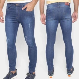 Calça Jeans Skinny Terminal Com Puídos Masculina