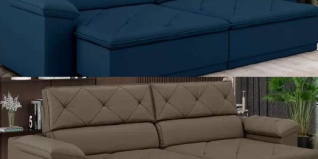 Sofá Retrátil Reclinável 3 Lugares Veludo Caribe