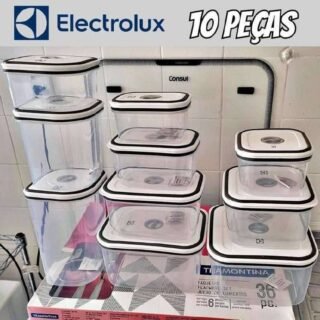 Jogo de Potes de Plástico Hermético Electrolux com Tampa 10 Peças